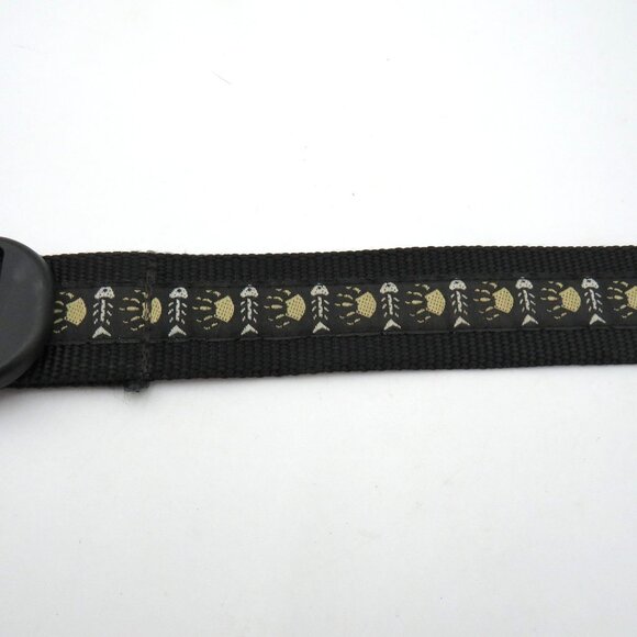 Timberland Belt Mens Black Nylon Webbing Fish Skeleton Print Buckle Made USA - Picture 3 of 8